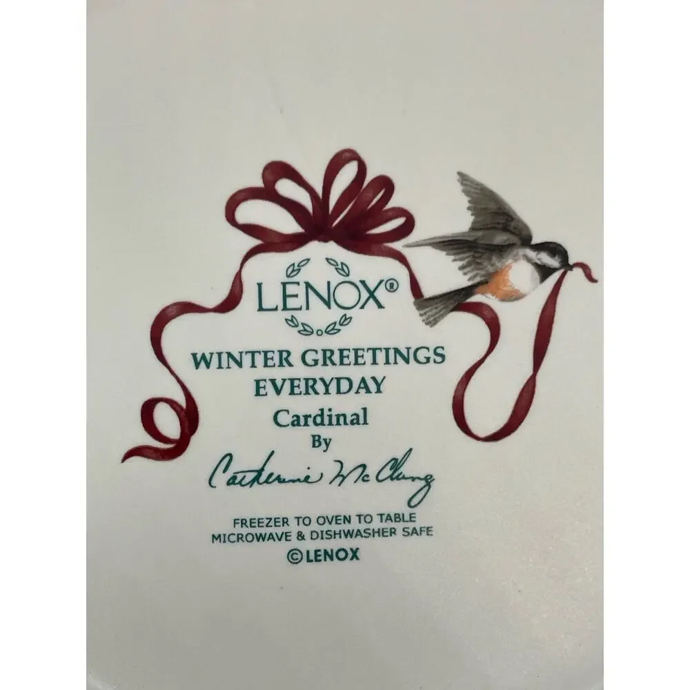Lenox Winter Greetings Cardinal by Catherine McClung Set of 4 Salad Plates 8.5